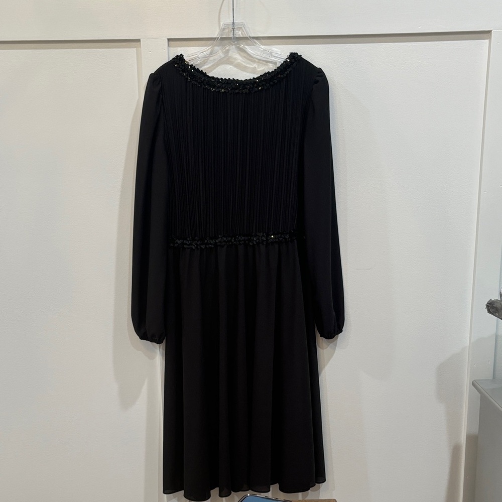 Vintage 70s Boston Maid Pleated Blouson Black Women's Dress